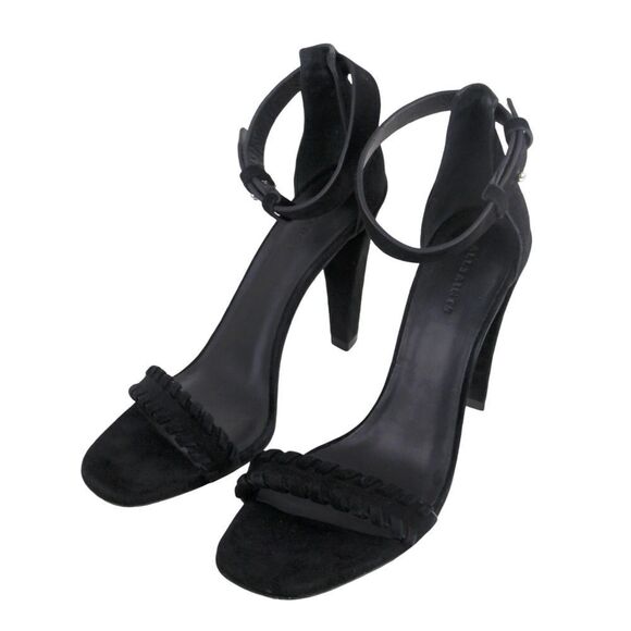 AllSaints BLACK GENUINE LEATHER SUEDE HIGH HEEL OPEN TOE STRAPPY SANDALS Sz 40 - Picture 3 of 11